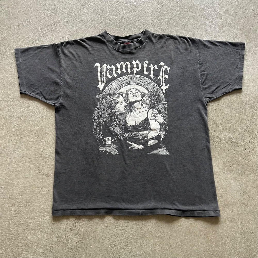 Vintage 90s Fashion Victim Vampire Shirt Size XL Faded Black 1994 Tim Bradstreet